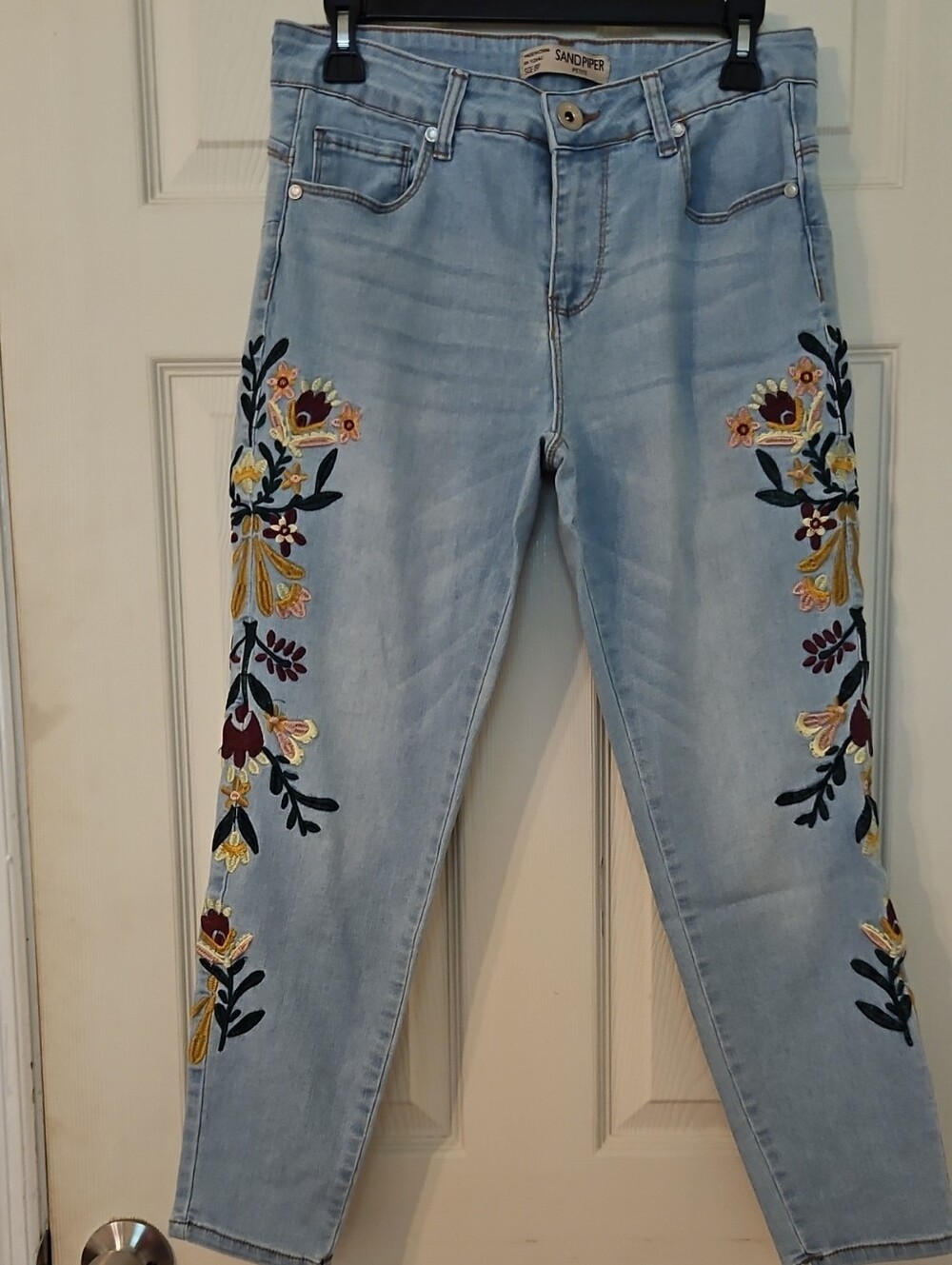 Light Blue Embroidered Skinny Jeans by Sandpiper